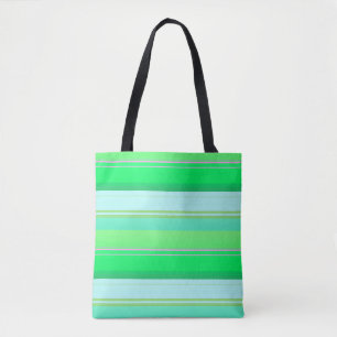 Cute aqua green stripes tote bag