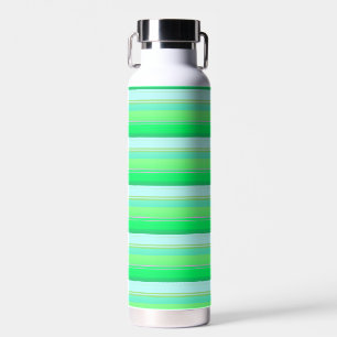 Cute aqua green stripes water bottle