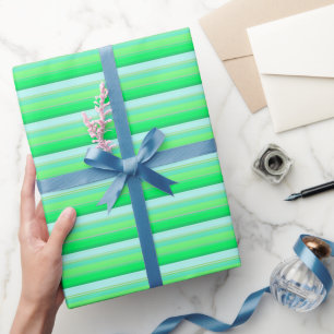 Cute aqua green stripes wrapping paper