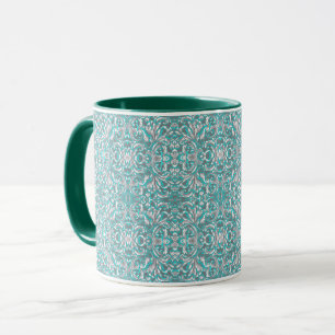 Cute aqua grey seamless floral pattern mug