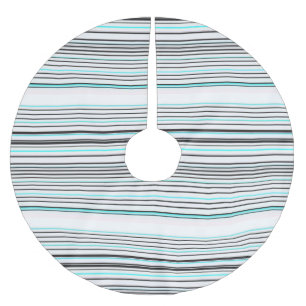 Cute aqua grey stripes brushed polyester tree skirt