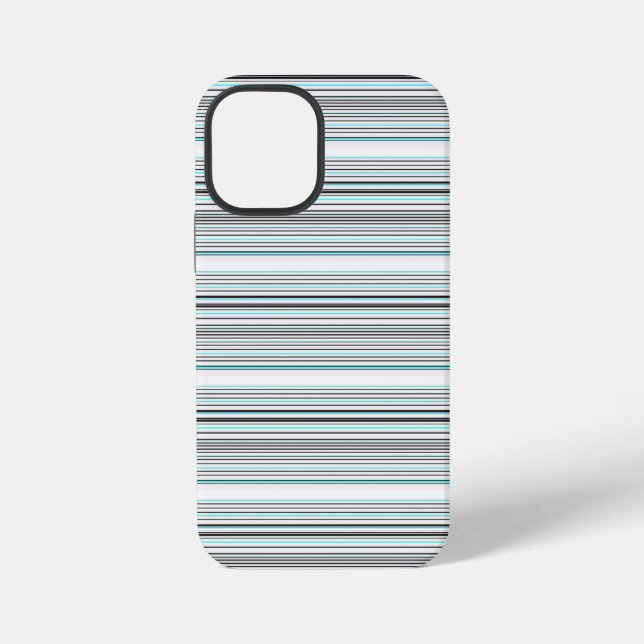 Cute aqua grey stripes iPhone case (Back)