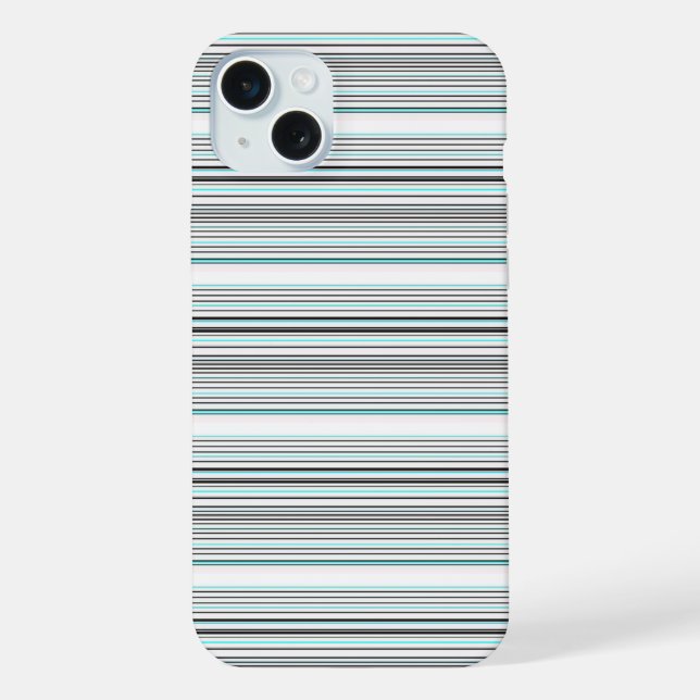 Cute aqua grey stripes iPhone case (Back)