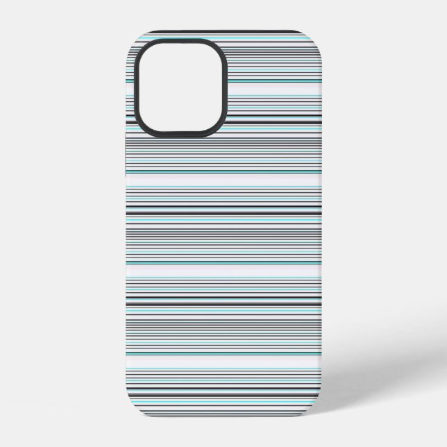 Cute aqua grey stripes iPhone case (Back)