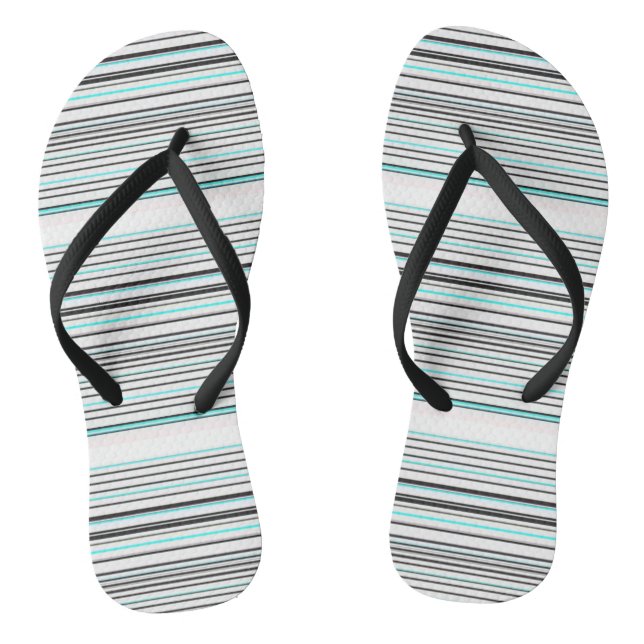 Cute aqua grey stripes jandals (Footbed)