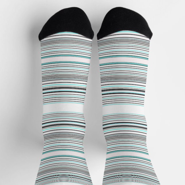 Cute aqua grey stripes socks (Top)