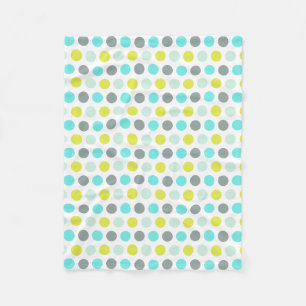 Cute Aqua Mint Blue Yellow Polka Dot Pattern Fleece Blanket