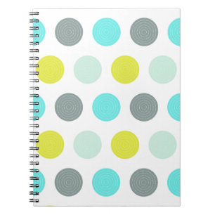 Cute Aqua Mint Blue Yellow Polka Dot Pattern Notebook