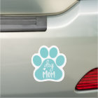 Cute Aqua & White Dog Mum Pawprint Car Magnet