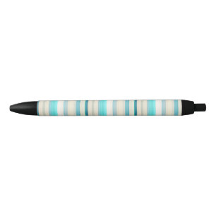 Cute aqua white stripes black ink pen