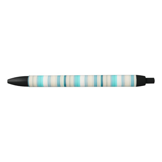 Cute aqua white stripes black ink pen (Front)