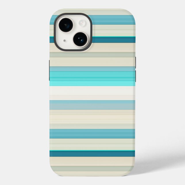 Cute aqua white stripes Case-Mate iPhone case (Back)
