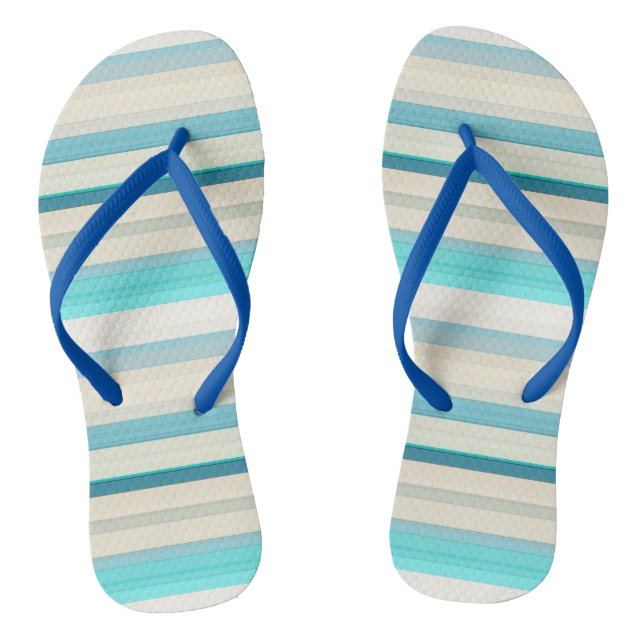 Cute aqua white stripes jandals (Footbed)
