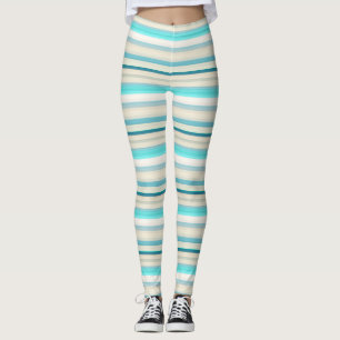 Cute aqua white stripes leggings