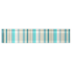 Cute aqua white stripes nameplate