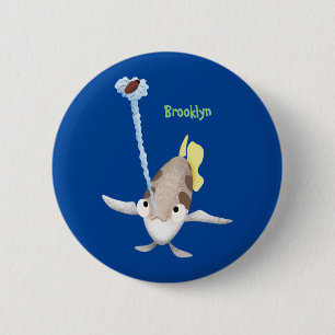 Cute Archerfish cartoon illustration  6 Cm Round Badge