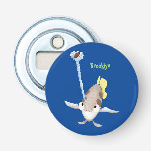 Cute Archerfish cartoon illustration Bottle Opener