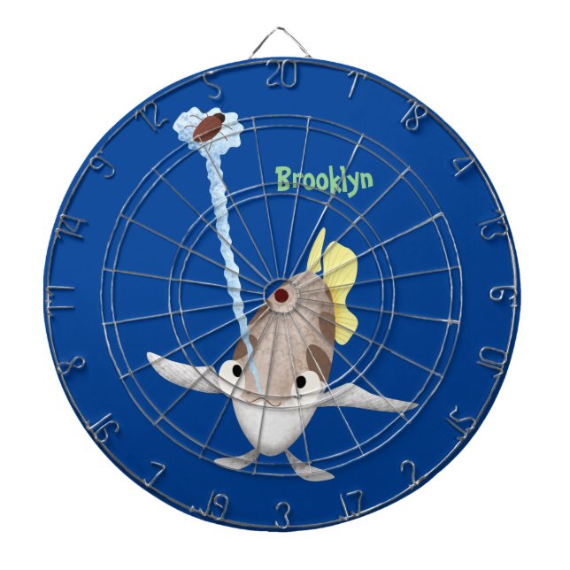Cute Archerfish cartoon illustration Dartboard (Front)