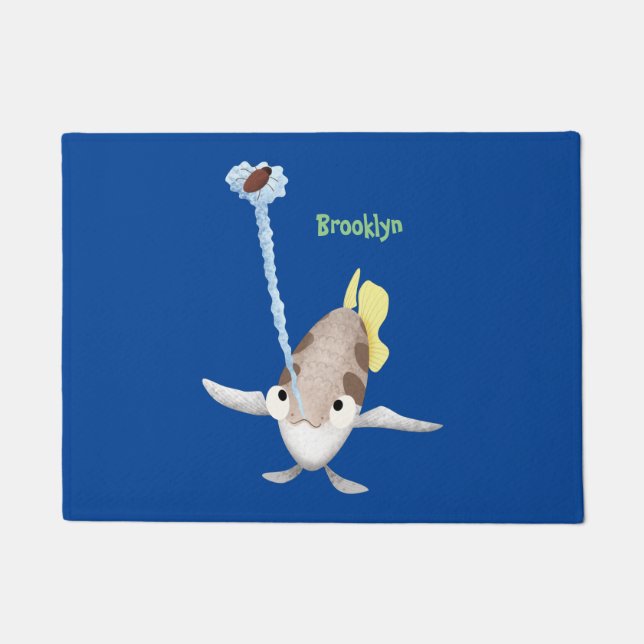 Cute Archerfish cartoon illustration Doormat (Front)