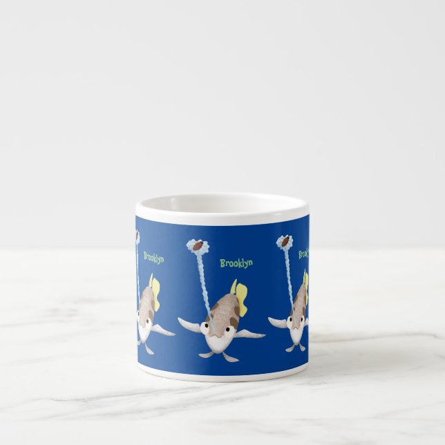 Cute Archerfish cartoon illustration  Espresso Cup (Front)