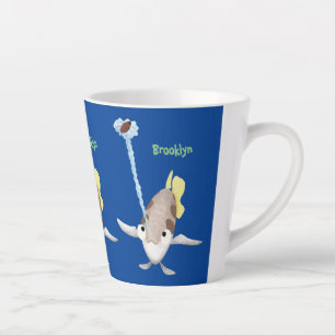 Cute Archerfish cartoon illustration Latte Mug