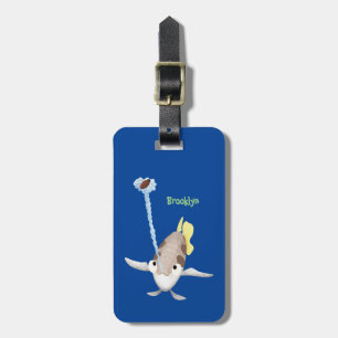 Cute Archerfish cartoon illustration Luggage Tag