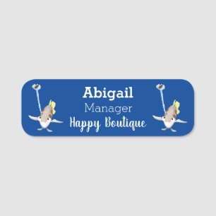 Cute Archerfish cartoon illustration Name Tag
