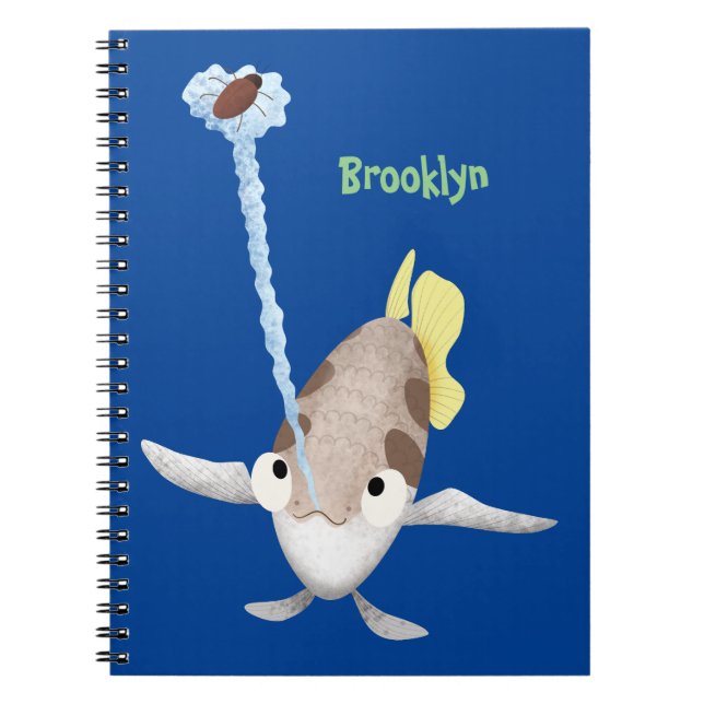 Cute Archerfish cartoon illustration  Notebook (Front)