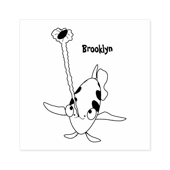 Cute Archerfish cartoon illustration Rubber Stamp (Imprint)