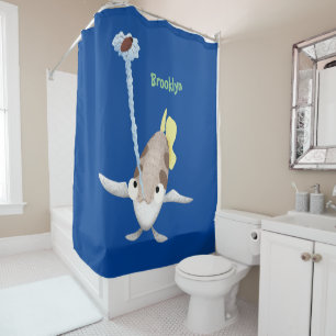 Cute Archerfish cartoon illustration Shower Curtain
