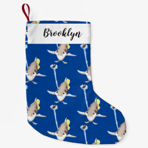 Cute Archerfish cartoon illustration Small Christmas Stocking