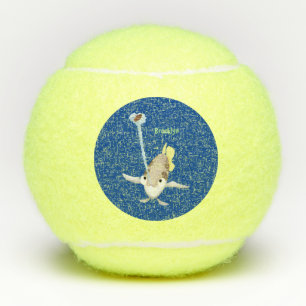 Cute Archerfish cartoon illustration Tennis Balls