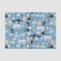 Cute Arctic Animals Seamless Pattern