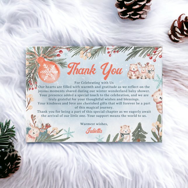 Cute Arctic Animals Winter Christmas baby shower Thank You Card (Cute Arctic Animals Winter Christmas baby shower Thank You Card)