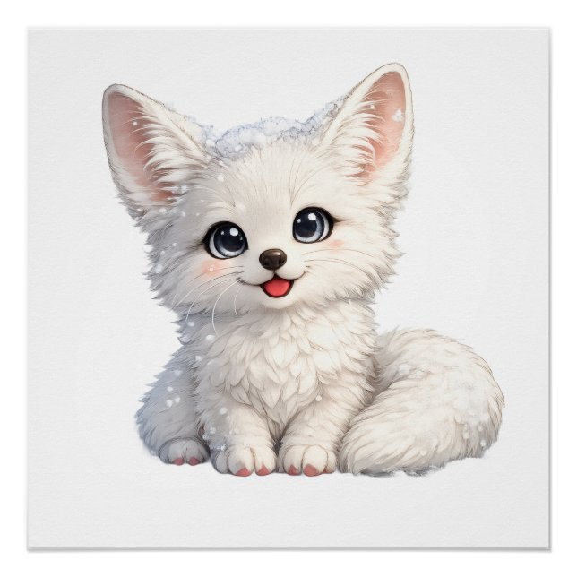 Cute Arctic Fox Cosy Positive Vibes Design Poster (Front)