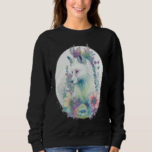 Cute Arctic Fox Flower Crown Animal Sweatshirt