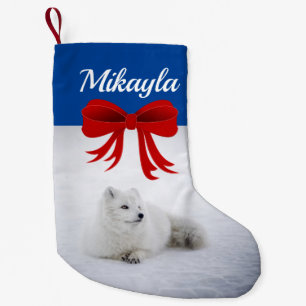 Cute Arctic Fox in the Snow  Small Christmas Stocking