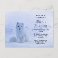 Cute Arctic Fox on Snow Birthday Party
