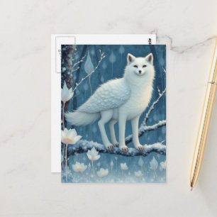 Cute Arctic Fox Owl Hybrid Fantasy Critter Postcard