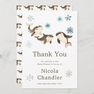 Cute Arctic Whale Baby Shower Thank You Card