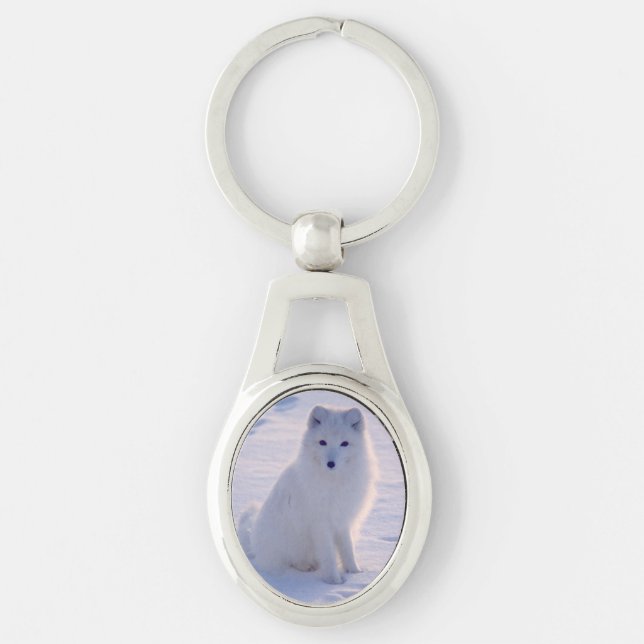 Cute Arctic Winter Fox Alaska Photo Printed Key Ring (Front)