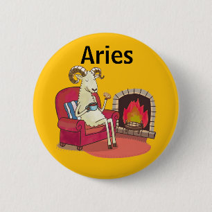 cute Aries the Ram zodiac star constellation 6 Cm Round Badge