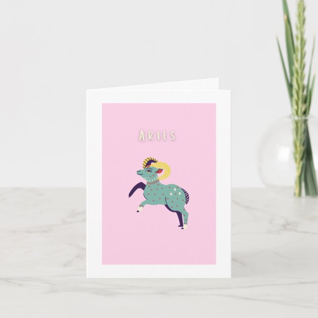 Cute Aries, zodiac, star sign Card (Front)