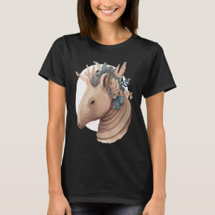 Cute Armadillo Flower Crown Watercolor Animal T-Shirt