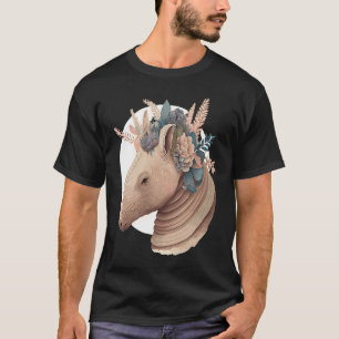 Cute Armadillo Flower Crown Watercolor Animal T-Shirt