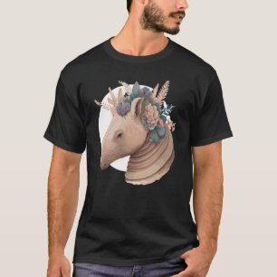 Cute Armadillo Flower Crown Watercolor Animal T-Shirt