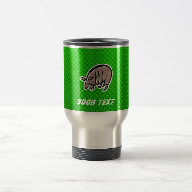 Cute Armadillo; Green Travel Mug (Center)