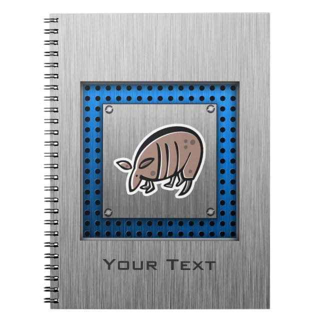 Cute Armadillo; Metal-look Notebook (Front)
