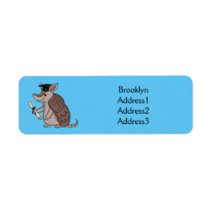 Cute armadillo with graduation cap cartoon