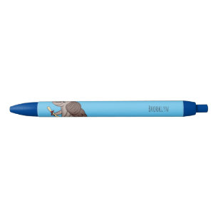 Cute armadillo with graduation cap cartoon black ink pen
